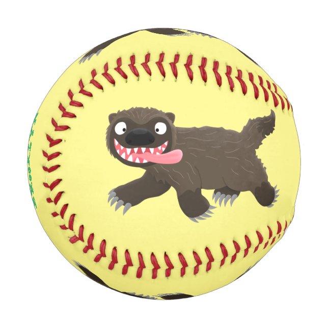 Pelota De Béisbol Personalizado de un animal lobverino hambriento (Anverso izquierdo)