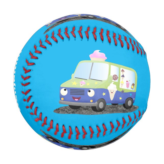 Pelota De Béisbol Personalizado de un camión de helados alegre (Anverso izquierdo)