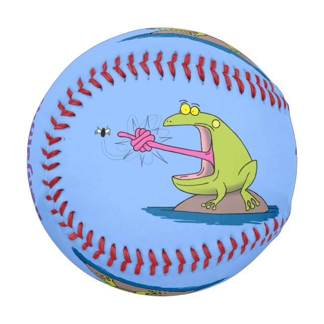 Pelota De Béisbol Personalizado divertida de rana y mosca (Anverso izquierdo)