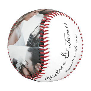 Pelota De Béisbol Personalizado Foto Novia y Groom Script Name Fecha
