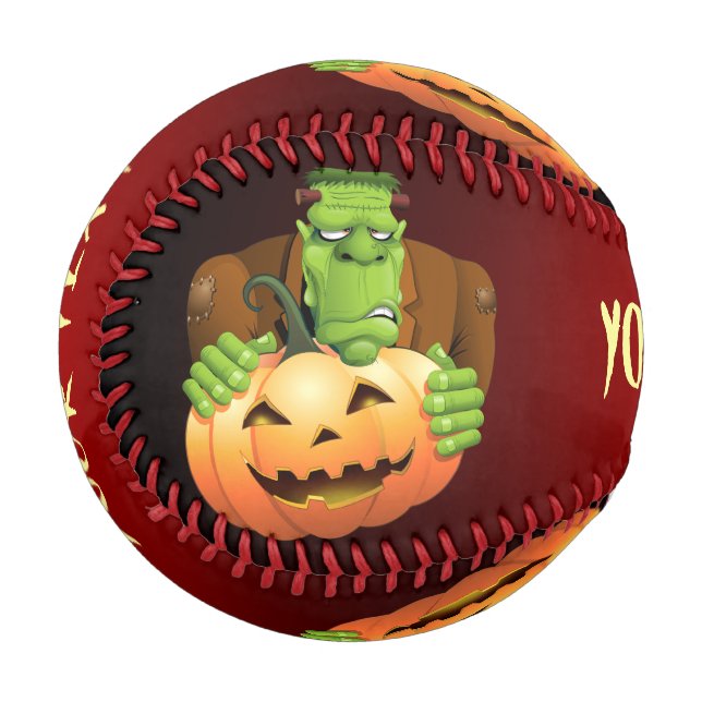 Pelota De Béisbol Personalizado Frankenstein con Calabaza (Anverso izquierdo)