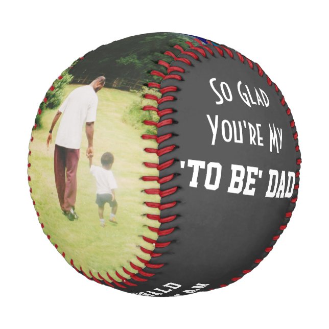 Pelota De Béisbol Personalizado Gray DAD-TO-BE 2 Foto (Angular)