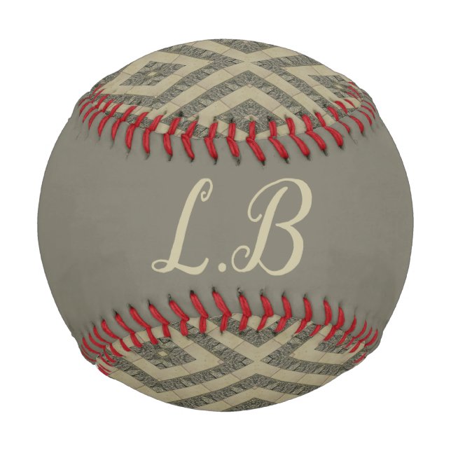 Pelota De Béisbol Personalizado iniciales patrón de ladrillos de pav (Anverso)