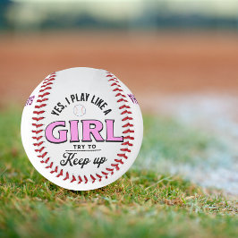 Pelota De Béisbol Personalizado "Jugar como un chica", frase gracios