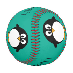 Pelota De Béisbol personalizado lindo pingüino esmeralda y negro