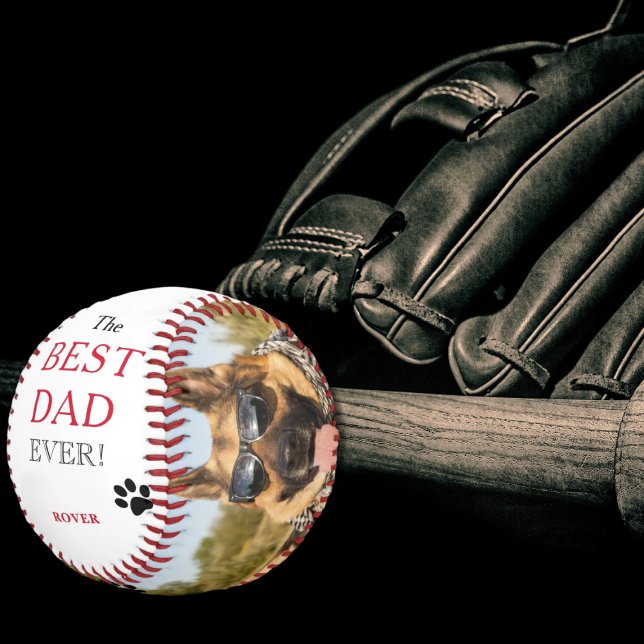 Pelota De Béisbol Personalizado Mejor Foto De Perro De Papá Nunca (Subido por el creador)