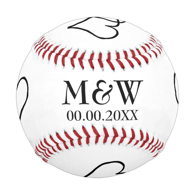 Pelota De Béisbol Personalizado monograma béisbol para boda de temas (Anverso)