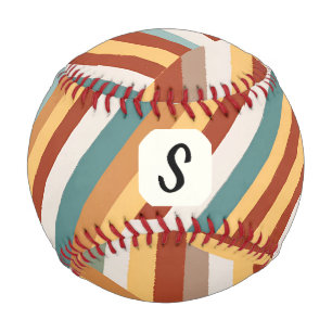 Pelota De Béisbol Personalizado Monograma Retro 70 Béisbol Geométric