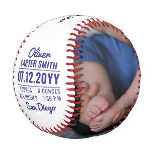 Pelota De Béisbol Personalizado Nacimiento Anuncio de Nacimiento Rec