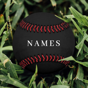 Pelota De Béisbol Personalizado negro simple Añadir su nombre elegan