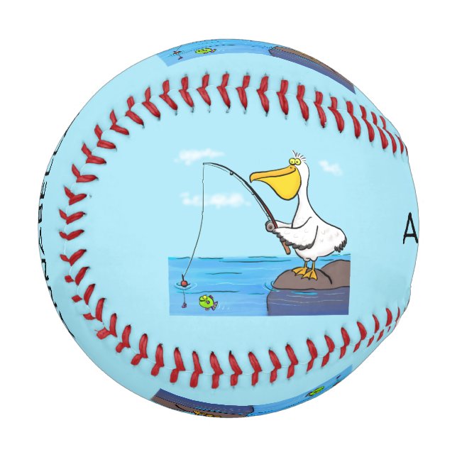 Pelota De Béisbol Personalizado pelícano de pesca divertida (Anverso izquierdo)