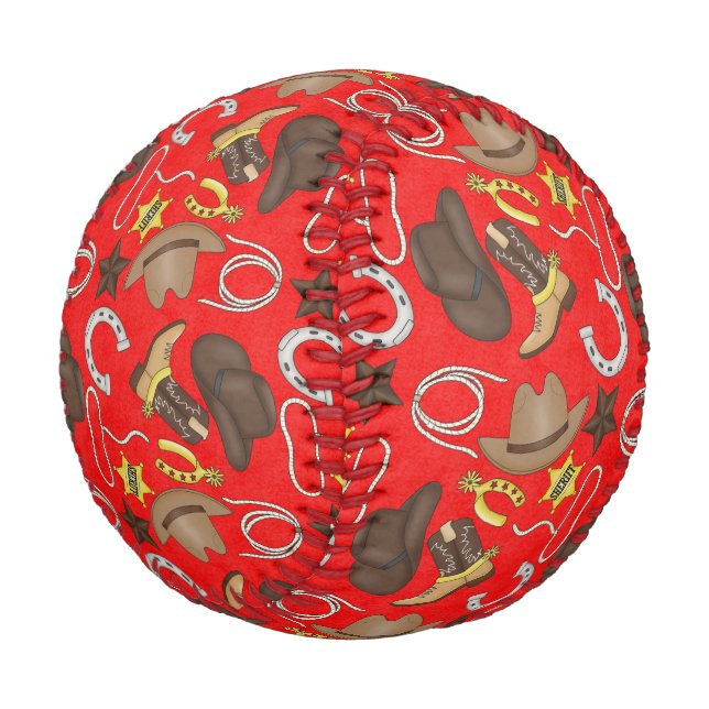 Pelota De Béisbol Personalizado Red Cowboy Way Baseball (Angular)