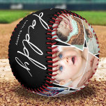 Pelota De Béisbol Personalizado Te Amas Papá Foto Béisbol<br><div class="desc">Personalizado de béisbol para un padre con 12 fotos familiares para que las reemplazes con las tuyas,  el texto "te amas papá" con un elegante guión,  un corazón rojo y los nombres de los niños.</div>