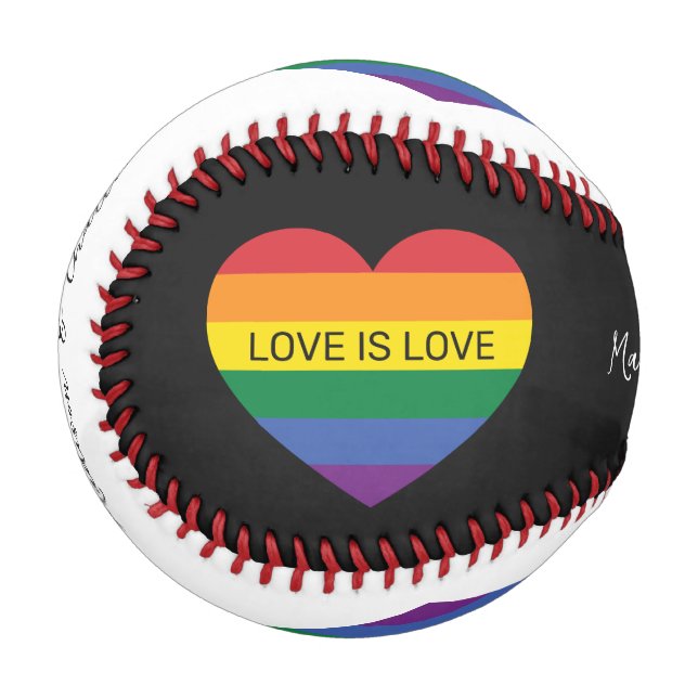 Pelota De Béisbol Personalizado Texto Amo Arcoiris (Reverso derecho)