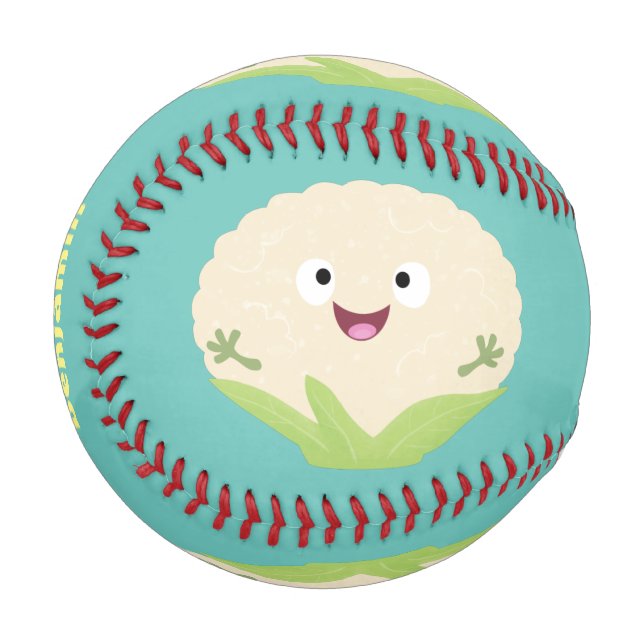 Pelota De Béisbol Personalizado vegetal de coliflor alegre y dulce (Anverso izquierdo)