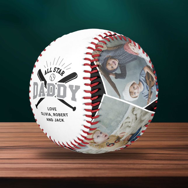 Pelota De Béisbol Personalized “All Star Daddy” Black White (Subido por el creador)