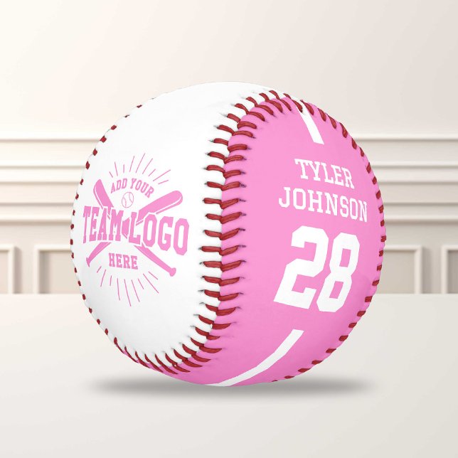 Pelota De Béisbol Personalized Player Team Logo Pink (Subido por el creador)