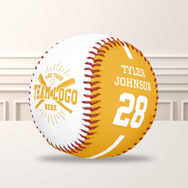 Pelota De Béisbol Personalized Player Team Logo Yellow (Subido por el creador)