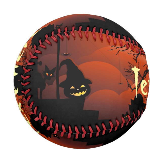 Pelota De Béisbol Pesadilla de la luna sangrienta de Halloween (Anverso izquierdo)