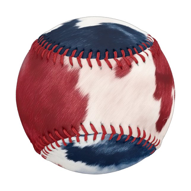 Pelota De Béisbol Piel de vaca azul blanco rojo (Anverso)