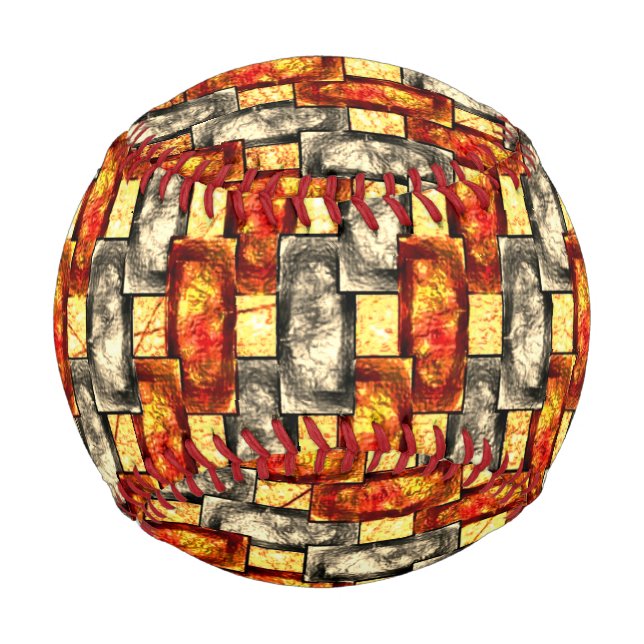 Pelota De Béisbol Piezas rectangulares talladas en beige y rojo (Anverso)