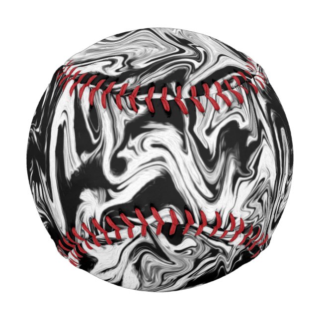 Pelota De Béisbol Pintura abstracta moderna en blanco y negro con fo (Anverso)