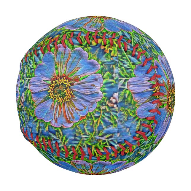 Pelota De Béisbol Pintura de flores moradas (Reverso Izquierdo)