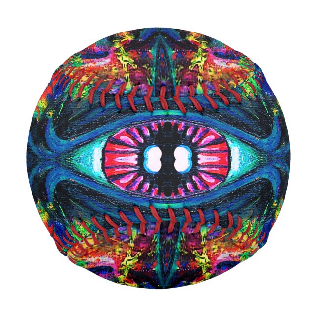 Pelota De Béisbol Pintura de ojos torcidos y trippy (Anverso)