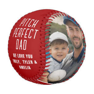Pelota De Béisbol Pitch Perfect Papá Rojo Día del Padre 2 Fotocolage