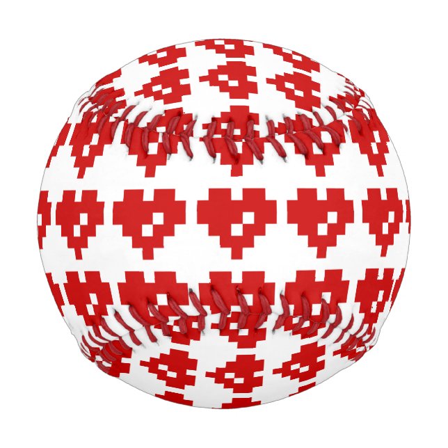 Pelota De Béisbol Pixel Heart 8 Bit Love (Anverso)