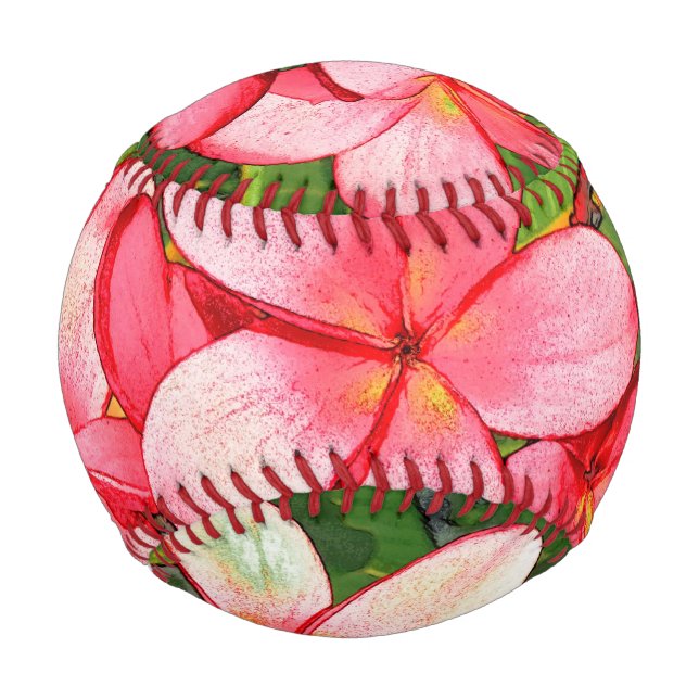 Pelota De Béisbol Plumerias pink (Anverso)