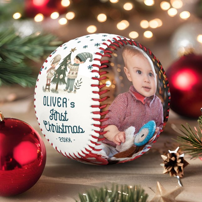 Pelota De Béisbol Primer árbol de Navidad de bebé lindo dibujando 2  (Subido por el creador)