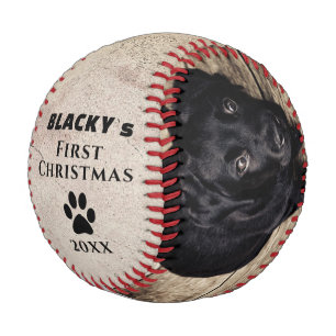 Pelota De Béisbol Primer collar de Navidad de cachorro Foto Collage