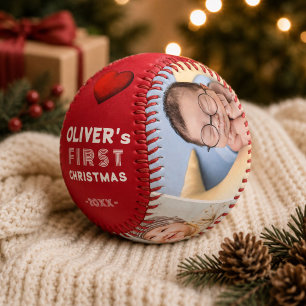 Pelota De Béisbol Primer Navidad del bebé 4 Recuerdo de Foto