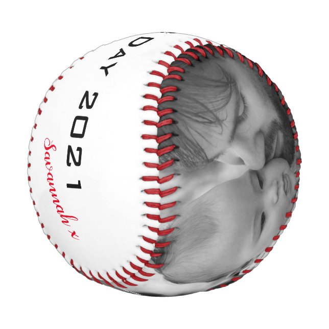 Pelota De Béisbol Primer Personalizado del Día del Padre 2 Foto (Angular)