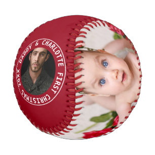 Pelota De Béisbol Primera Navidad Personalizada Una Foto De Tipo