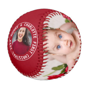 Pelota De Béisbol Primera Navidad Personalizada Una Foto De Tipo