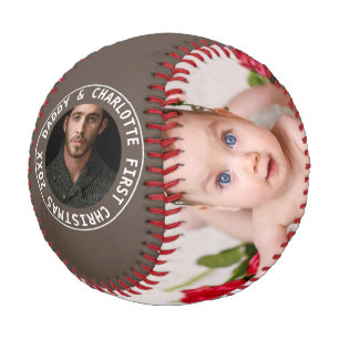Pelota De Béisbol Primera Navidad Personalizada Una Foto De Tipo