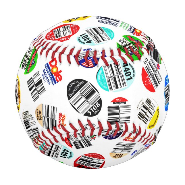 Pelota De Béisbol Producir Pegatinas de código de barras (Anverso)