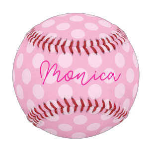 Pelota De Béisbol Punto de polka rosa claro personalizado
