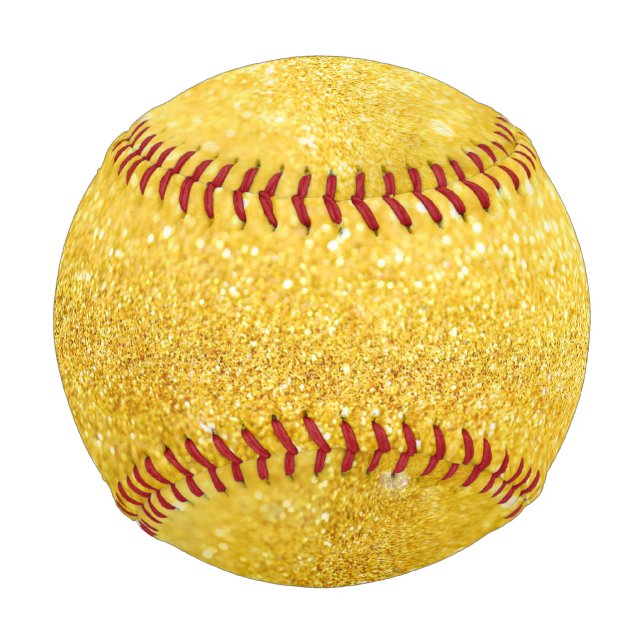 Pelota De Béisbol PURE GOLD Sparkles Pattern + tu texto / foto (Anverso)
