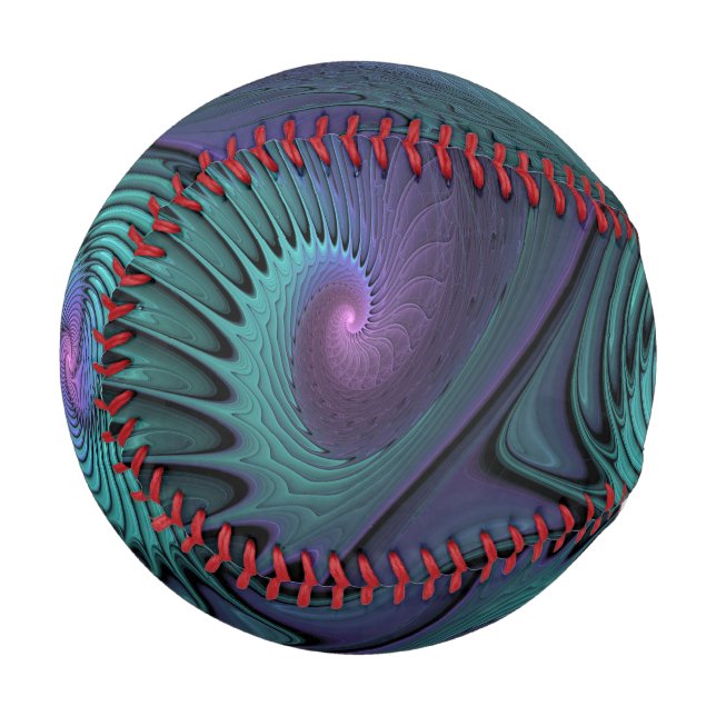Pelota De Béisbol Purple Meets Turquoise Moderno Resumen Arte Fracta (Anverso izquierdo)
