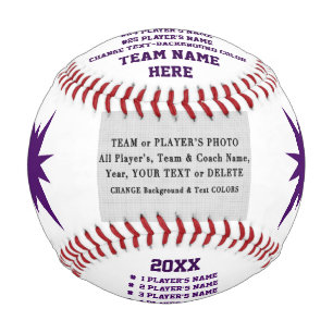 Pelota De Béisbol Púrpura, Blanco, Baseballs Personalizable, Cualqui