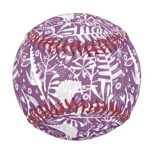 Pelota De Béisbol Púrpura Botánico Moderno