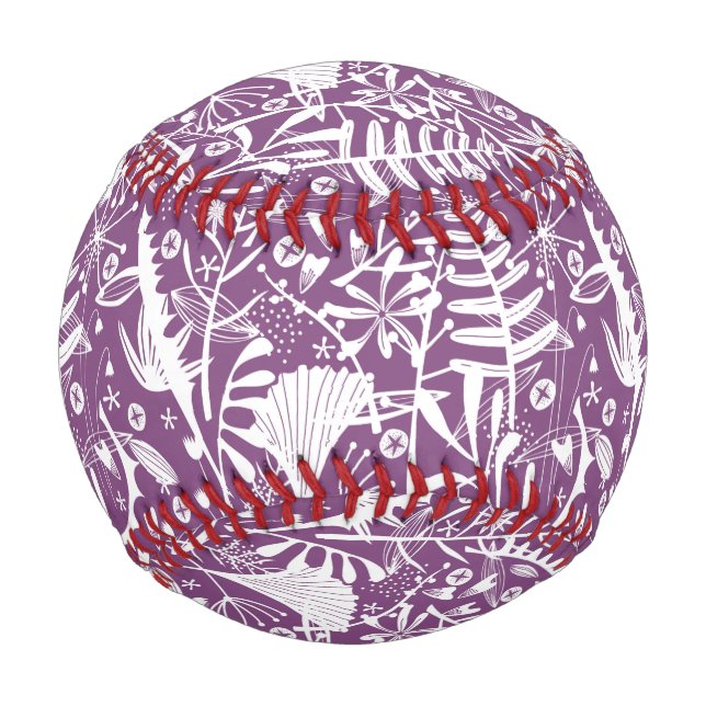 Pelota De Béisbol Púrpura Botánico Moderno (Anverso)