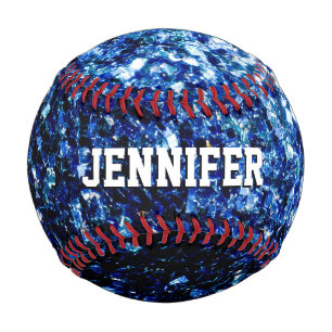 Pelota De Béisbol Purpurina azul oscuro enciende tu nombre Equipo