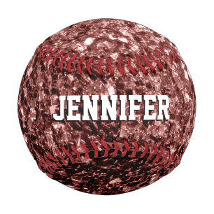 Pelota De Béisbol Purpurina rojo marrón brillante Tu nombre Equipo
