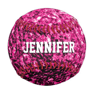 Pelota De Béisbol Purpurina rosa brillante destella Tu nombre person