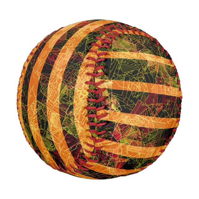 Pelota De Béisbol Raras rayas naranjas y pequeños cuadrados en línea (Angular)