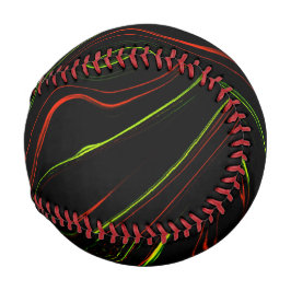 Pelota De Béisbol Rasgos ondulados verdes y rojos en fondos negros
